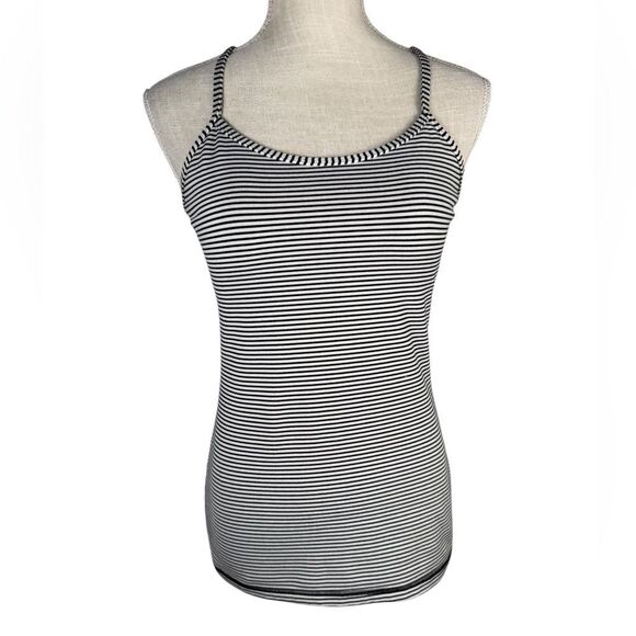 Lululemon Black & White Striped Power Y Racerback Tank Top - Picture 2 of 6